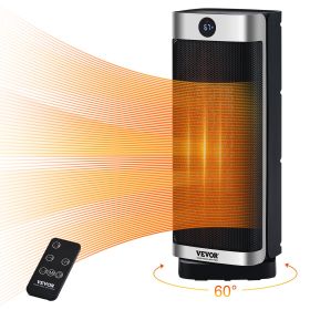VEVOR Electric Space Heater with Thermostat Remote Control, 2-Level Adjustable Quiet Ceramic Heater Fan