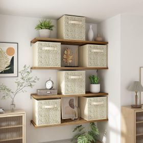12 Inch Storage Cubes with Handle, Set of 6 Foldable Cube Storage Bins, Collapsible Fabric Storage Boxes for Organizing Closet Bins-Beige