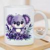 Cute koala ceramic cup with lavender design heat-insulated cup for hot and cold drinks, reusable, perfect gift for any