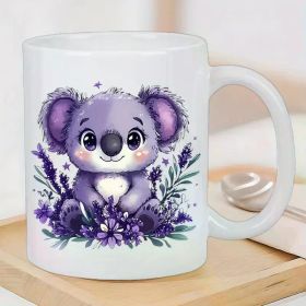Cute koala ceramic cup with lavender design heat-insulated cup for hot and cold drinks, reusable, perfect gift for any