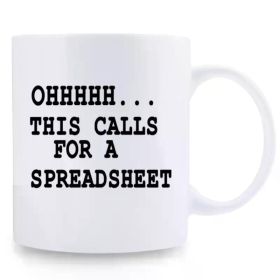 1pc, Grade 3A, 11 oz Funny Spreadsheet Coffee Mug, Ceramic Mug, Tea Cup, Summer and Winter Drinkware,