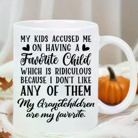 Funny Grandchildren Ceramic Coffee Mug – "Favorite Youngsters" Quote, 11oz, White, Hand Wash Only, Perfect