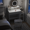 White Vanity Desk with 360° Rotated Mirror and Adjustable Lights
