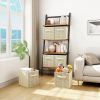 12 Inch Storage Cubes with Handle, Set of 6 Foldable Cube Storage Bins, Collapsible Fabric Storage Boxes for Organizing Closet Bins-Beige