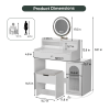 White Vanity Desk with 360° Rotated Mirror and Adjustable Lights