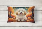 Autumn Leaves Throw Pillow Throw Pillow for Indoor Couch Bed Outdoor Patio Washable, Coton De Tulear,12Hx16W