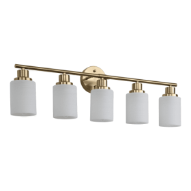 5 Lamps Gold Bathroom Vanity Lamp, Frosted Glass Shade, Modern Wall Mounted Lighting - No Bulbs Unavailable Platforms- Temu (Option: golden)