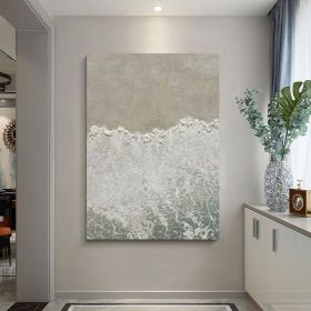 White ocean wave abstract oli painting,white textured abstract painting ocean beach painting sea painting ocean wave landscape painting (Style: 01, size: 100x150cm)