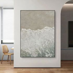 White ocean wave abstract oli painting,white textured abstract painting ocean beach painting sea painting ocean wave landscape painting (Style: 01, size: 120x160cm)