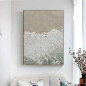 White ocean wave abstract oli painting,white textured abstract painting ocean beach painting sea painting ocean wave landscape painting (Style: 01, size: 90x130cm)
