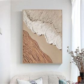 Original brown beige white minimalist abstract painting for 3D textured wall art for beige white textured oli painting for abstract canvas art (Style: 01, size: 60x90cm)