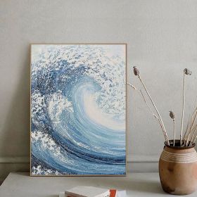 Large ocean wave textured oli painting white ocean wave painting ocean wave abstract painting blue ocean painting ocean wave landscape painting (Style: 01, size: 90x130cm)