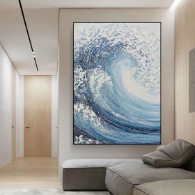 Large ocean wave textured oli painting white ocean wave painting ocean wave abstract painting blue ocean painting ocean wave landscape painting (Style: 01, size: 70x100cm)