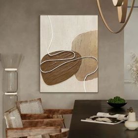 White and Beige Minimalist Wall Art Wabi Sabi Wall Art Oversize Minimalist Oli Painting on Canvas Neutral Textured Painting Brown Wall Decor (Style: 01, size: 70x100cm)