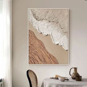 Original brown beige white minimalist abstract painting for 3D textured wall art for beige white textured oli painting for abstract canvas art (Style: 01, size: 90x130cm)