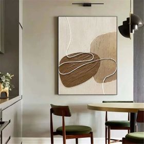White and Beige Minimalist Wall Art Wabi Sabi Wall Art Oversize Minimalist Oli Painting on Canvas Neutral Textured Painting Brown Wall Decor (Style: 01, size: 140x210cm)