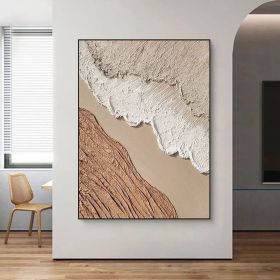 Original brown beige white minimalist abstract painting for 3D textured wall art for beige white textured oli painting for abstract canvas art (Style: 01, size: 50x70cm)