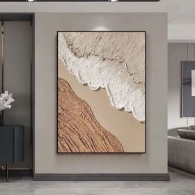 Original brown beige white minimalist abstract painting for 3D textured wall art for beige white textured oli painting for abstract canvas art (Style: 01, size: 100x150cm)