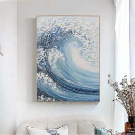 Large ocean wave textured oli painting white ocean wave painting ocean wave abstract painting blue ocean painting ocean wave landscape painting (Style: 01, size: 100x150cm)