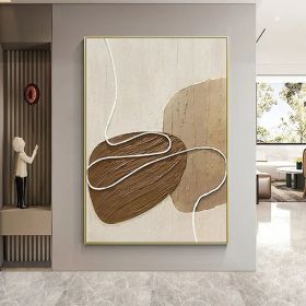 White and Beige Minimalist Wall Art Wabi Sabi Wall Art Oversize Minimalist Oli Painting on Canvas Neutral Textured Painting Brown Wall Decor (Style: 01, size: 100x150cm)