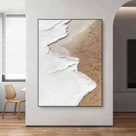Original beige white ocean beach abstract oil painting on canvas ocean painting beach textured painting white textured wall art 3d painting (Style: 01, size: 80x120cm)
