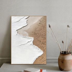 Original beige white ocean beach abstract oil painting on canvas ocean painting beach textured painting white textured wall art 3d painting (Style: 01, size: 120x160cm)