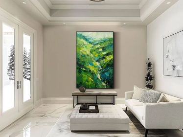 Abstract Mountain Wall Art Oil Painting on Canvas Original 3d Texture Wall Art Living Room Wall Art Original Green Wall Art Custom Painting (Style: 01, size: 70x100cm)