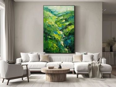 Abstract Mountain Wall Art Oil Painting on Canvas Original 3d Texture Wall Art Living Room Wall Art Original Green Wall Art Custom Painting (Style: 01, size: 100x150cm)