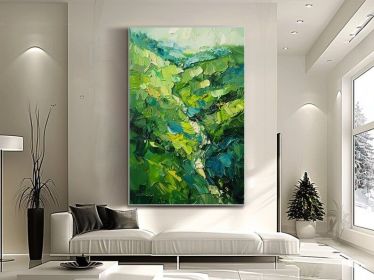 Abstract Mountain Wall Art Oil Painting on Canvas Original 3d Texture Wall Art Living Room Wall Art Original Green Wall Art Custom Painting (Style: 01, size: 120x160cm)