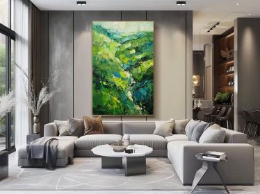 Abstract Mountain Wall Art Oil Painting on Canvas Original 3d Texture Wall Art Living Room Wall Art Original Green Wall Art Custom Painting (Style: 01, size: 80x120cm)