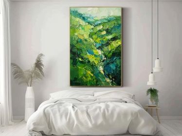Abstract Mountain Wall Art Oil Painting on Canvas Original 3d Texture Wall Art Living Room Wall Art Original Green Wall Art Custom Painting (Style: 01, size: 90x130cm)
