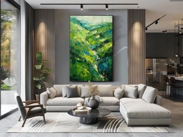 Abstract Mountain Wall Art Oil Painting on Canvas Original 3d Texture Wall Art Living Room Wall Art Original Green Wall Art Custom Painting (Style: 01, size: 50x70cm)