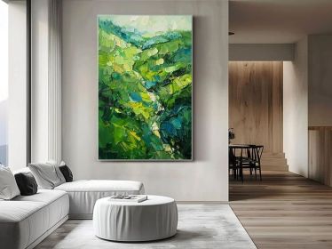 Abstract Mountain Wall Art Oil Painting on Canvas Original 3d Texture Wall Art Living Room Wall Art Original Green Wall Art Custom Painting (Style: 01, size: 60x90cm)