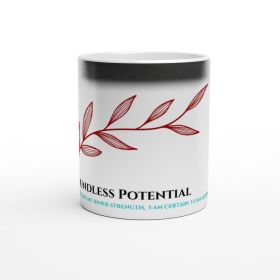 Coffee Mug Boundless Potential Heat Activated Mug Design by HadiArts (Color: White + Red In Art)
